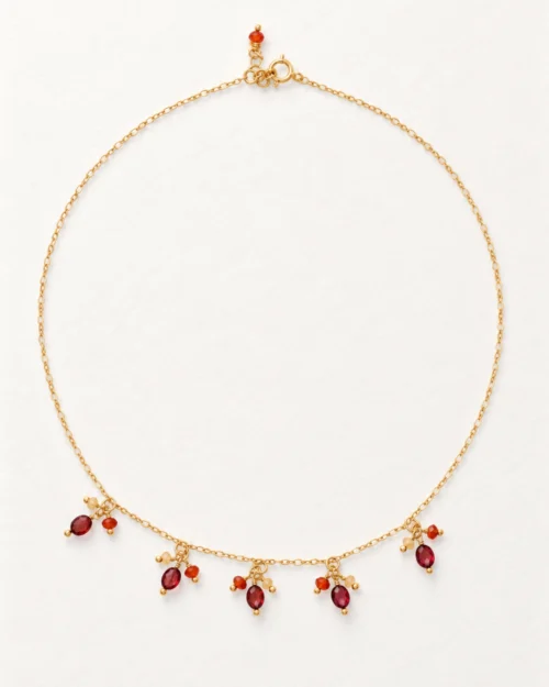 collana foglie d'autunno con corniola granato e quarzo citrino