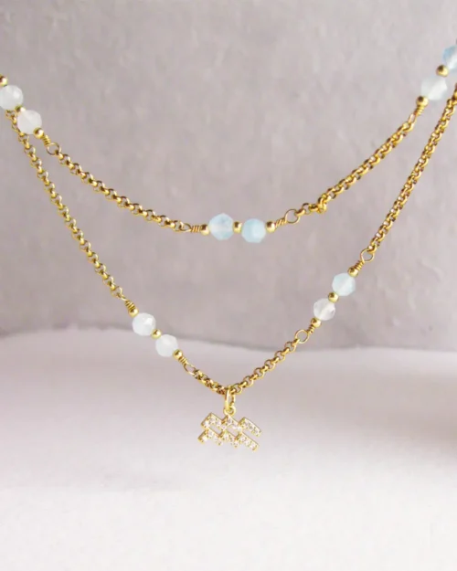 Collana dell'Aquario con pietre naturali di Acquamarina
