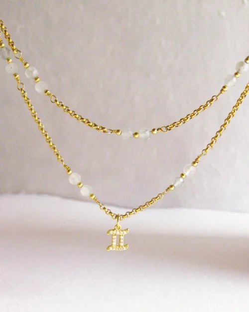 Collana dei Gemelli con pietre naturali di Labradorite