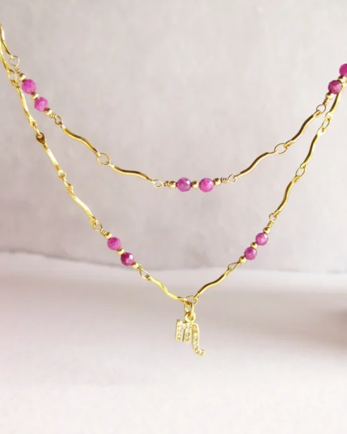 Collana dello Scorpione con pietre naturali di Rubino