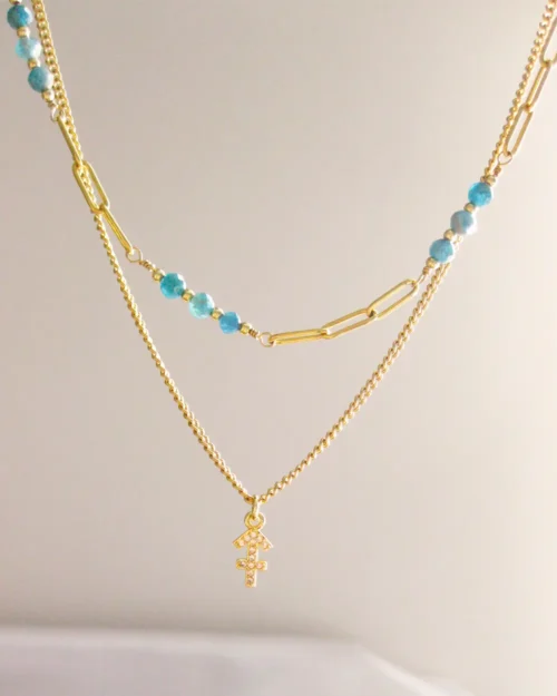 Collana del Sagittario con pietre naturali di apatite
