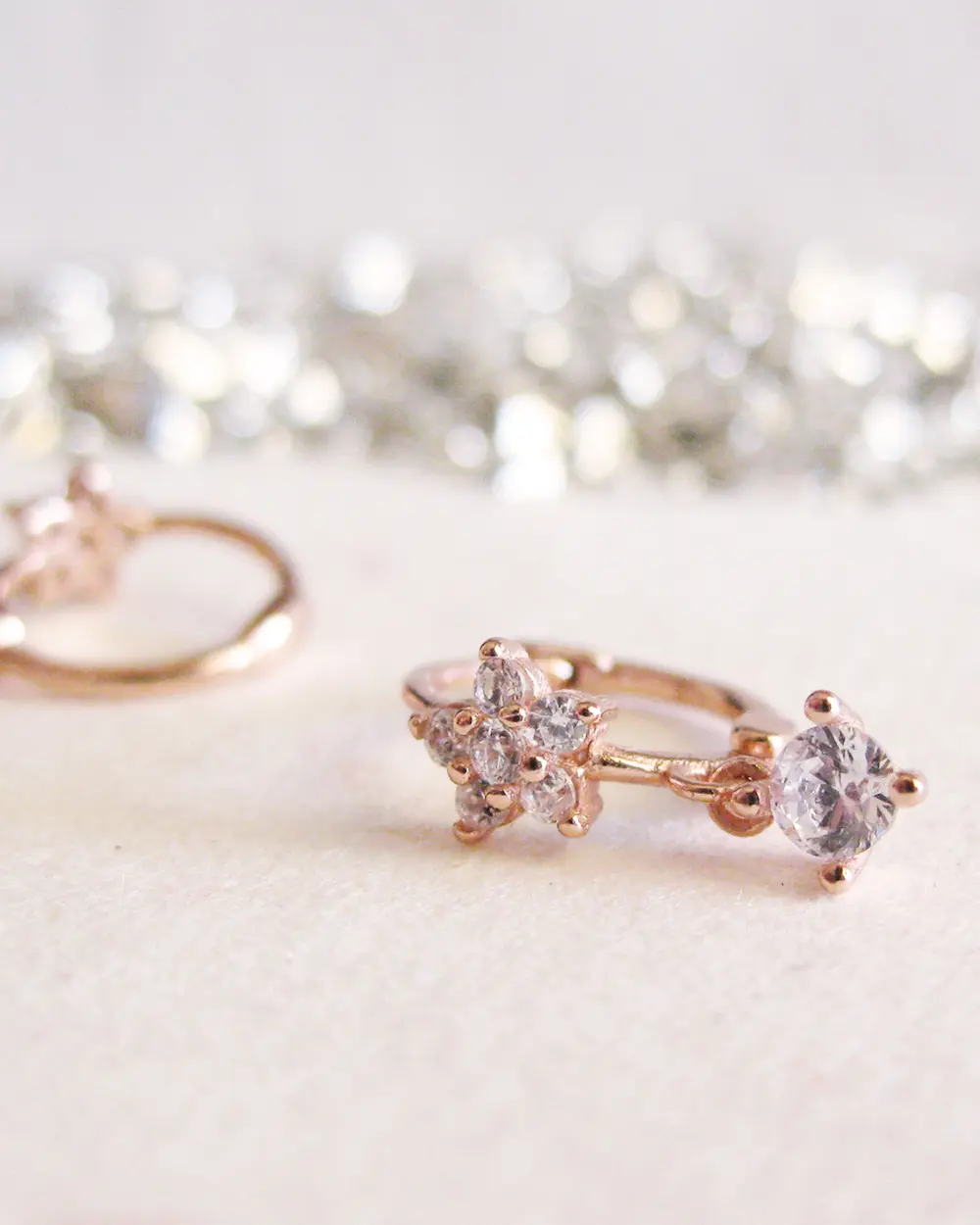 Orecchini Donna In Argento 925 Con Fiore Rosa E Zirconi – Gioielli Regalo In Argento Sterling