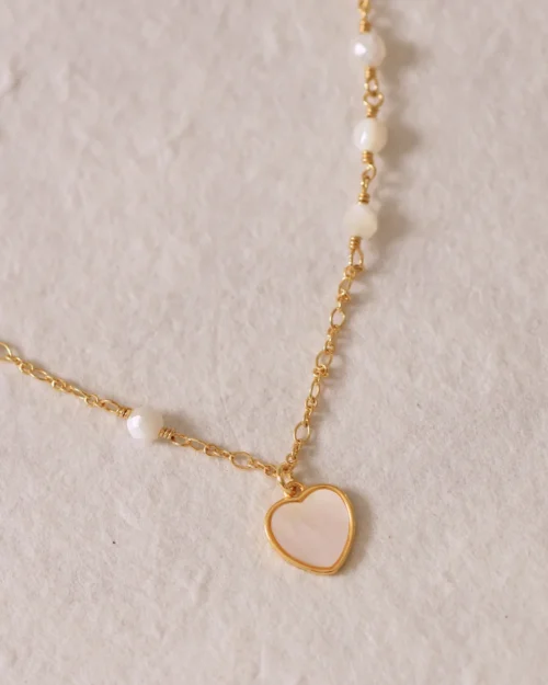 Collana Pure Love in Argento 925 con ciondolo cuore in Madreperla