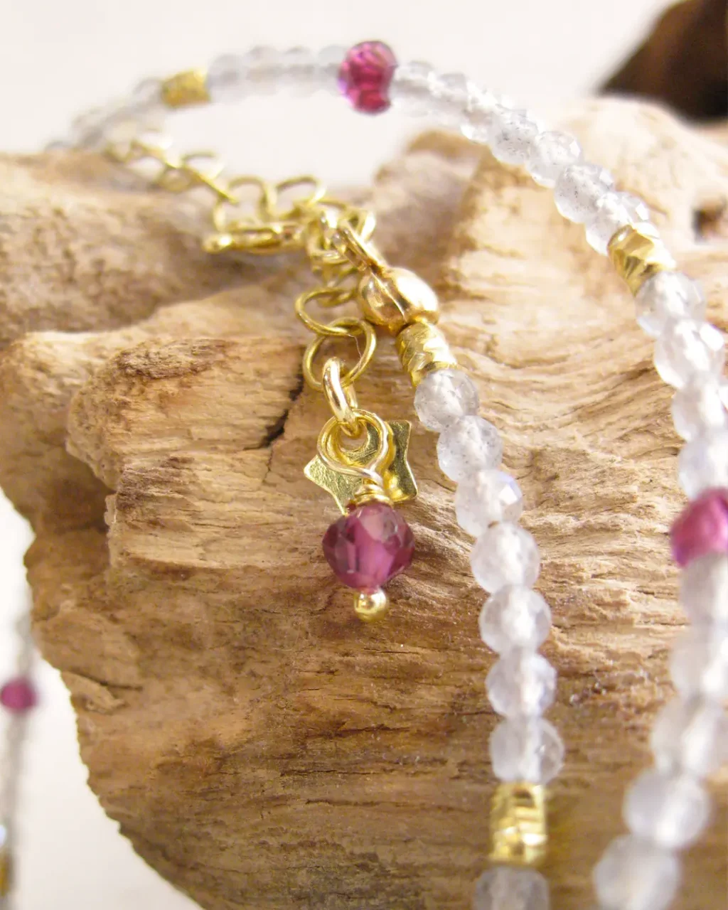 Bracciale Mantraroma In Argento 925 Con Pietra Preziosa – Modello Sarala Gocce, Fatto A Mano, Lunghezza 20 Cm