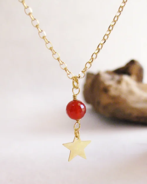 Collana Stellina in Argento 925 con Corniola