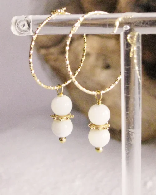 Orecchini diamantati in Argento 925 con Madreperla naturale