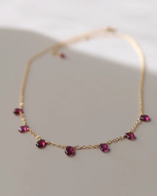 Collana girocollo Mini drop con Granato rodolite