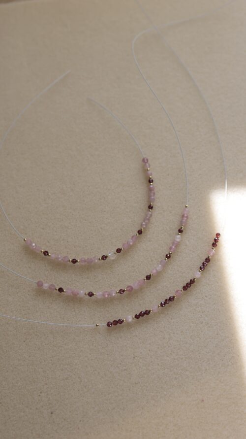 Bracciale personalizzato granato e quarzo rosa