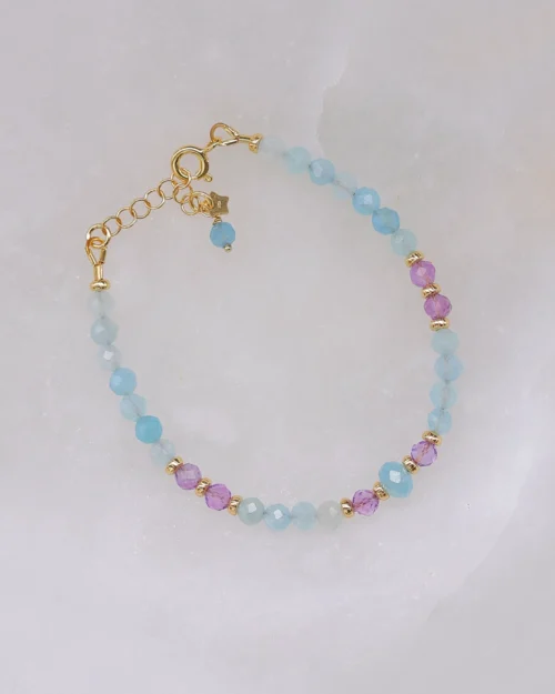 Bracciale in Argento 925 con pietre naturali di Acquamarina e Ametista