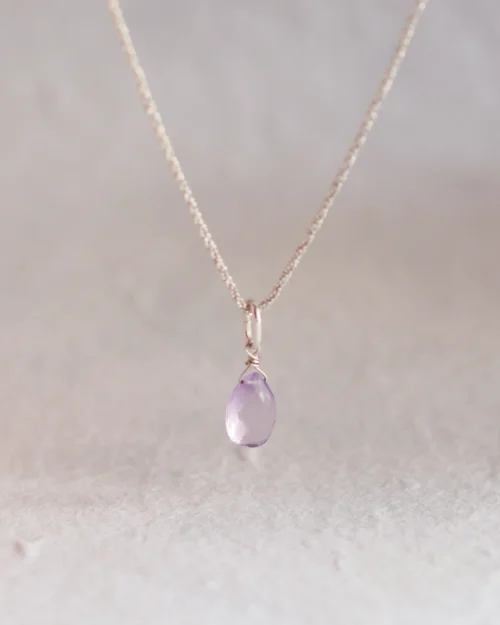 Collana girocollo in argento 925 con ciondolo in Ametista rosa di Francia