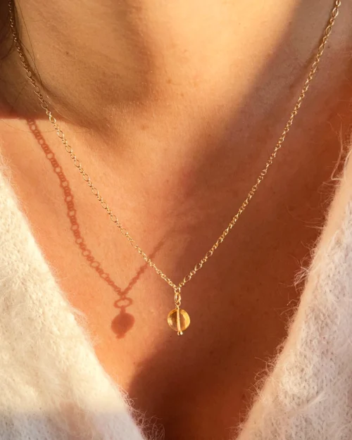 Collana Luce dorata in Argento 925 con pietre naturali di Quarzo Citrino