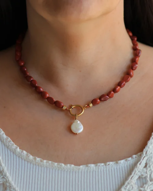 collana natural cut diaspro rosso