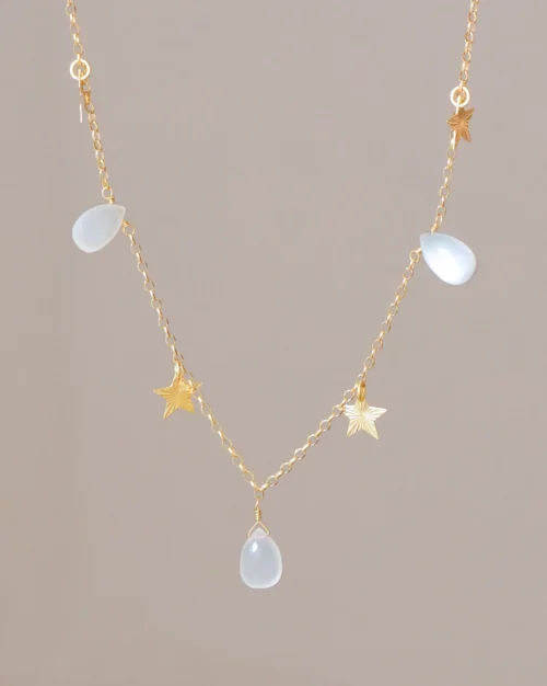 Collana Polvere di Stelle in Argento 925 con pietre naturali di Pietra di Luna