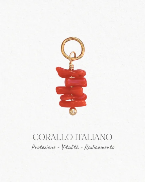 Charm con rametti di Corallo naturale del Mediterraneo