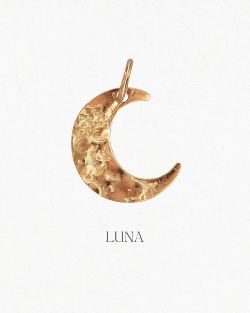 Charm con Luna martellata in acciaio inossidabile
