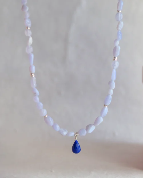 Girocollo Natural cut con Calcedonio e Lapislazzuli in argento 925