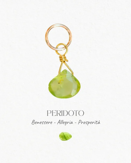 Mini charm con gemma di Peridoto naturale