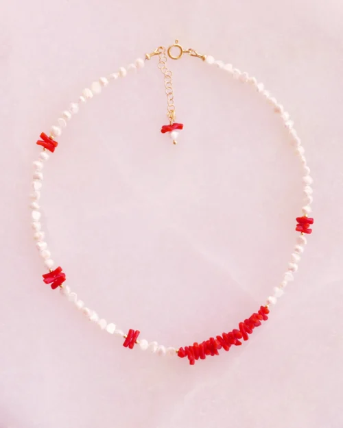 Girocollo perle barocche e corallo italiano