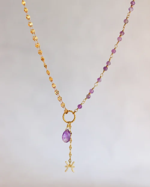 Collana dei Pesci con pietre naturali di Ametista