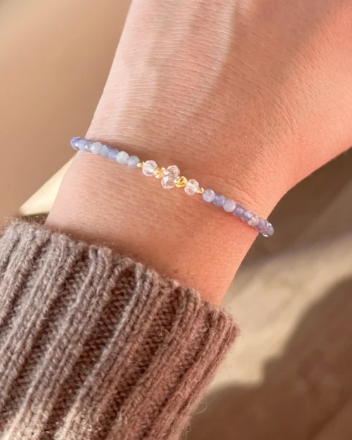 Bracciale Augeo in Argento 925 con pietre naturali di Tanzanite e Quarzo ialino