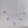 Collana rosario in argento 925 con Calcedonio e gocce di Tanzanite