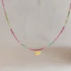 Collana in argento 925 con Tormalina multicolor e foglia di Ginkgo
