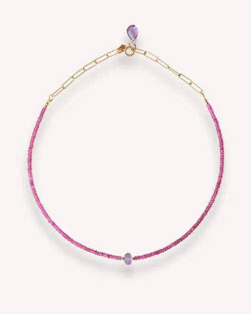 Girocollo in argento 925 con Tormalina rosa e Ametista | Infinity look