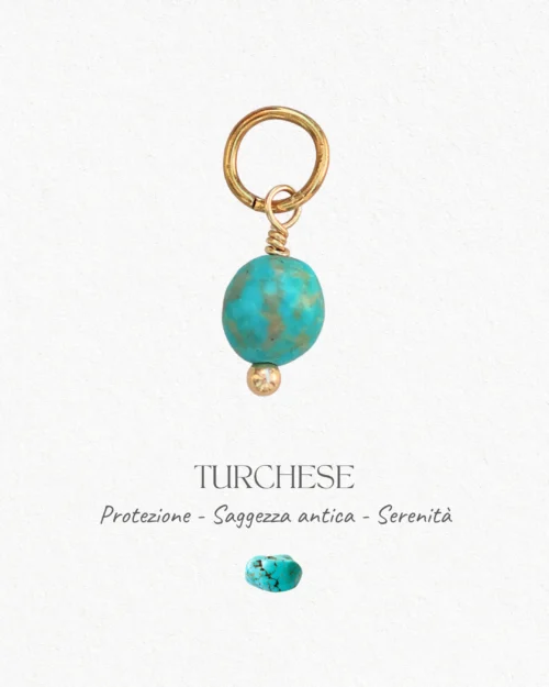 Mini charm con sassolino di Turchese naturale